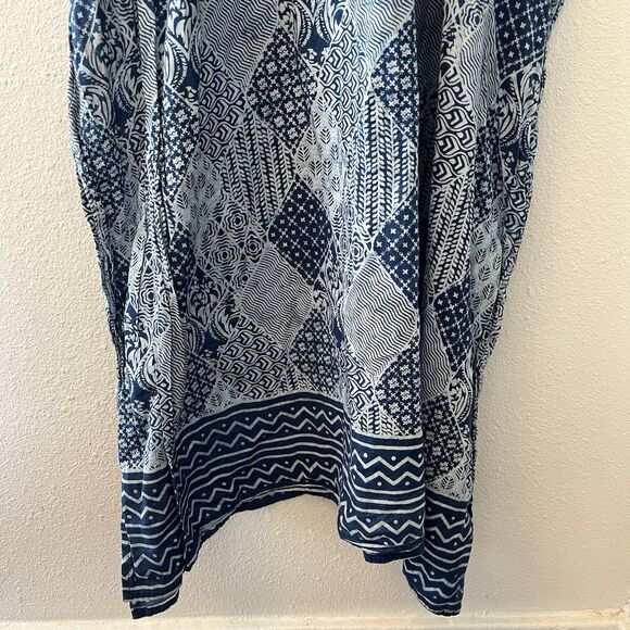 World Market Women’s Kaftan One Size Dress Cover-Up Blue Patchwork Prink Boho - Picture 11 of 13